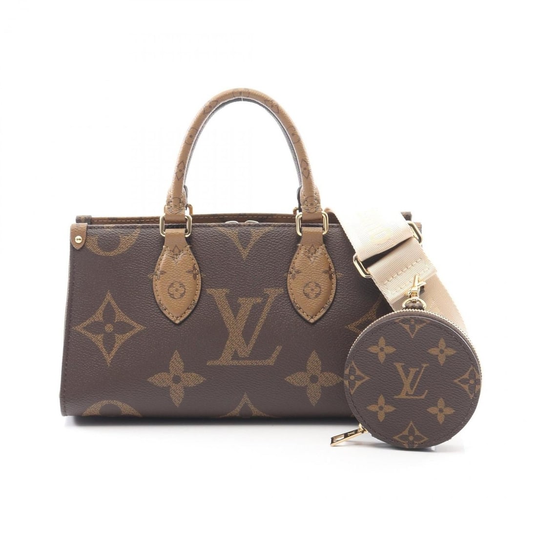 Louis Vuitton On the Go New York Handbag, Coated Canvas Monogram Giant Reverse, Women's, Brown, (1 of 11)