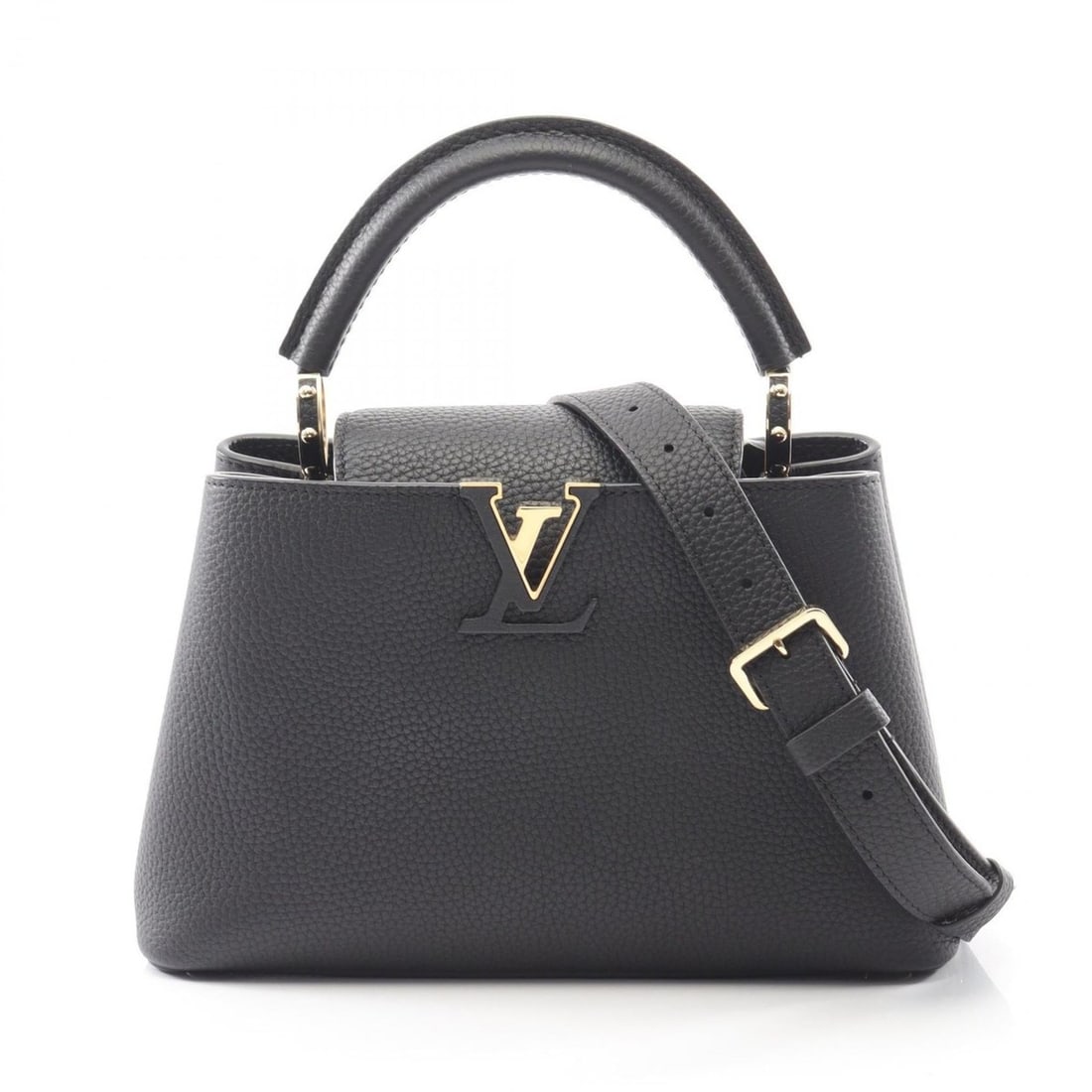 Louis Vuitton Capucines BB Handbag, Leather, Taurillon Women's, Black, M24728 (1 of 9)