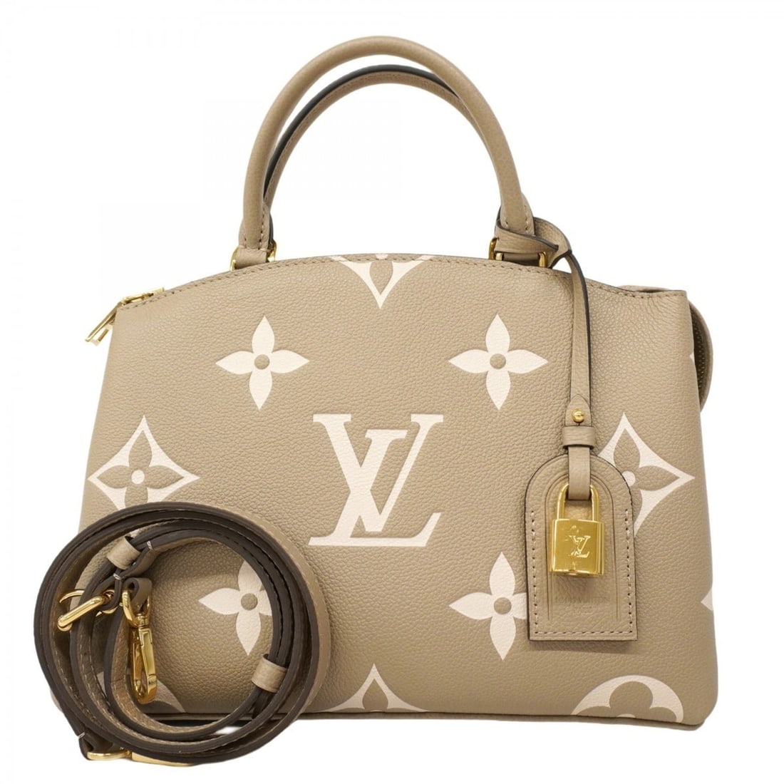 Louis Vuitton Monogram Empreinte Two-Tone Petit Palais PM Handbag M58914 Tourtrell Creme 2-Way Bag: --- Catalog ---Category: SizeSize (HxWxD): 21cm x 28cm x 12cm / 8.26'' x 11.02'' x 4.72''Category: DesignType: HandbagColor: Cream, TourterelleGender: WomenCategory: GeneralMPN: M58914Brand: Louis Vui