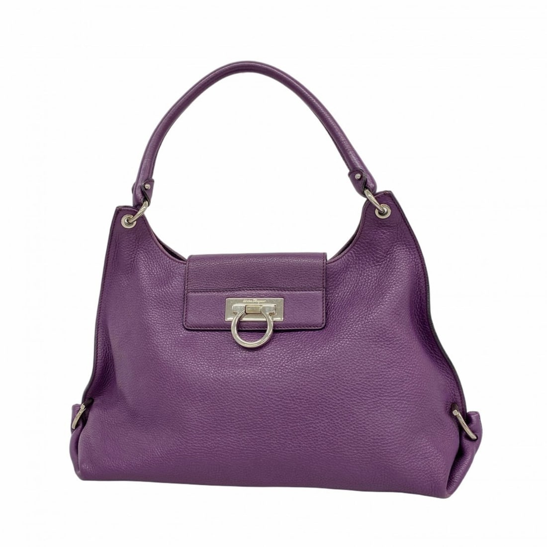 Salvatore Ferragamo Gancini Leather Shoulder Bag in Purple, Women's, P2044020: --- Catalog ---Category: SizeSize (HxWxD): 23cm x 36cm x 17cm / 9.05'' x 14.17'' x 6.69''Category: DesignType: Shoulder bagColor: PurpleGender: WomenMaterial: Leather Hardware Color: SilverCategory: G