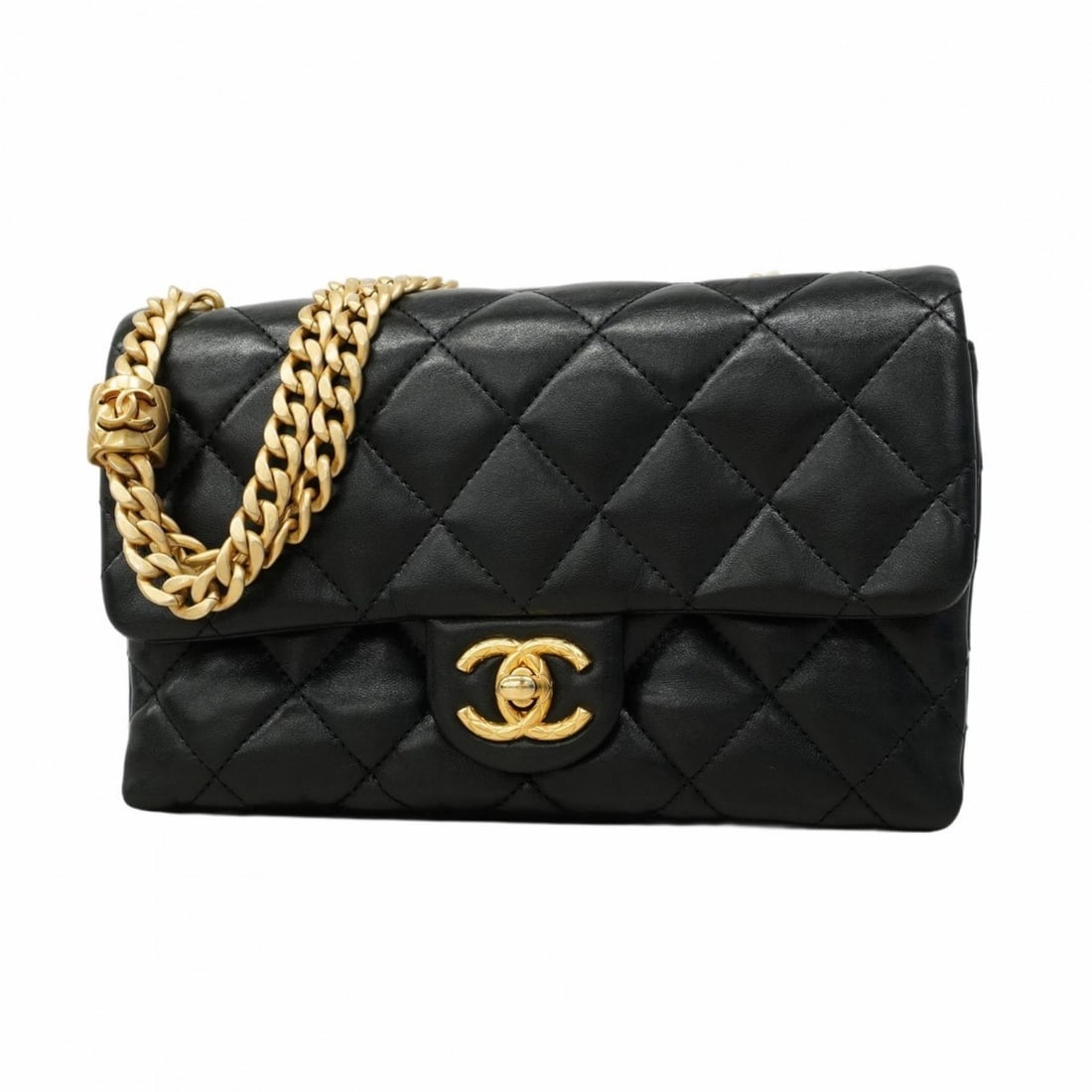 Chanel Shoulder Bag Matelasse W Chain Lambskin Black Women's P1999453 (1 of 11)
