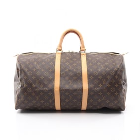 Louis Vuitton Keepall 55 Boston Bag, Coated Canvas and Leather, Monogram, Brown, Men's Women's,