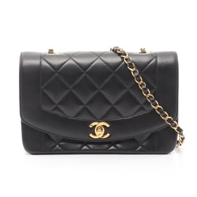 CHANEL Matelasse Diana Flap Shoulder Bag in Lambskin Leather, Black, Women's, A01164