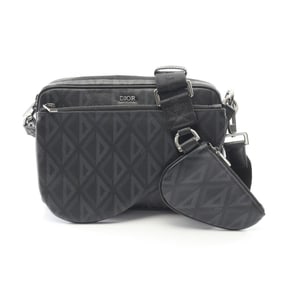 Christian Dior Dior CD Diamond Shoulder Bag, Coated Canvas and Leather, Men's, Black