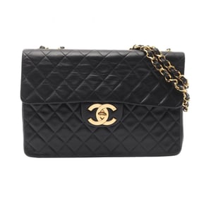 CHANEL Deca Matelasse 34 Shoulder Bag, Lambskin Leather, Women's, Black