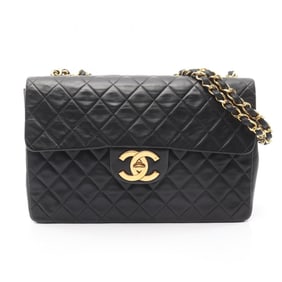 CHANEL Deca Matelasse 34 Shoulder Bag, Lambskin Leather, Women's, Black
