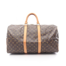 Louis Vuitton Keepall 50 Boston Bag, Coated Canvas and Leather, Monogram, Brown, Men's Women's,