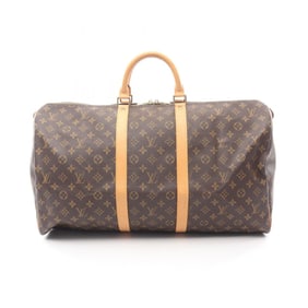 Louis Vuitton Keepall 55 Boston Bag, Coated Canvas and Leather, Monogram, Brown, Men's Women's,