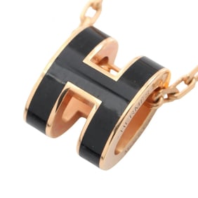Hermes Hermès MINI POP H Necklace, Gold-Plated, Women's, Black