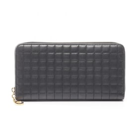 Celine C Charm Large Zipped Wallet, Round Leather, Women's, Black, 10B553BFL