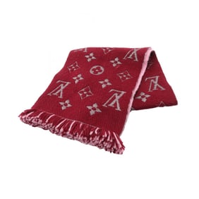Louis Vuitton Echarpe Logomania Duo Scarf, Wool and Silk, Women's, Bordeaux, Pink, Wine