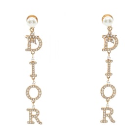 Christian Dior Dior TRIBALES logo star earrings in gold-plated GP with faux pearls and rhinestones.