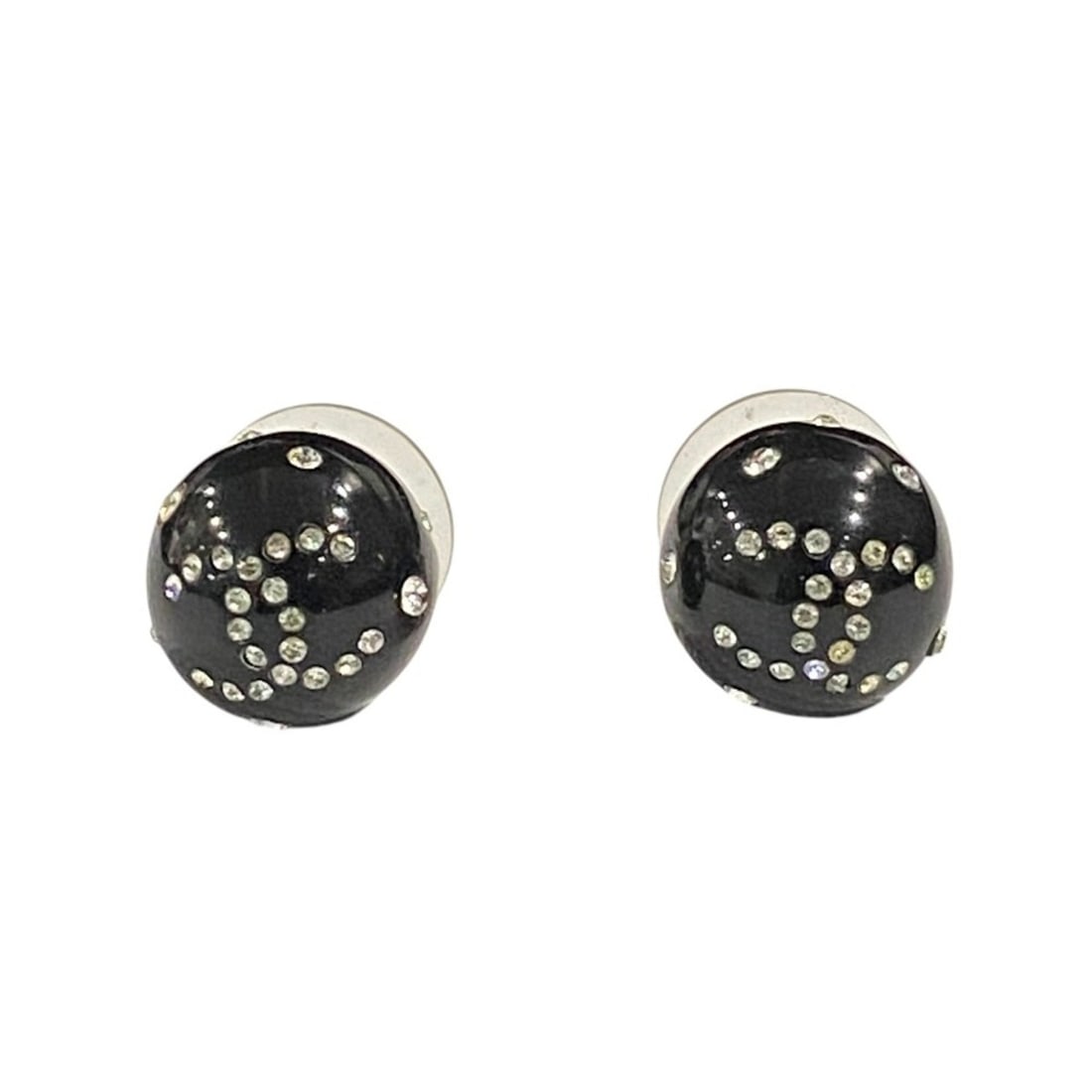 08A CHANEL Coco Mark Rhinestone Ball Stud Earrings, Black, Women's: --- Catalog ---Category: SizeSize (HxWxD): 12.00mm x 12.00mm / 0.47'' x 0.47''Category: DesignType: Stud earringsColor: BlackGender: WomenMaterial: Plastic, RhinestoneCategory: GeneralBrand: Chanel---