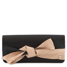 CHANEL clutch bag with Coco mark, satin and rhinestones, black