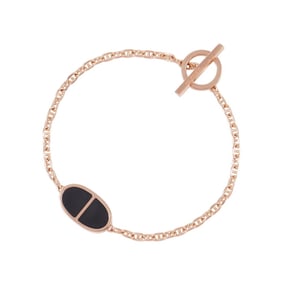 Hermes Hermès Chaine d'Ancre Verso Bracelet in 18K Pink Gold and Black Ceramic, Size SH