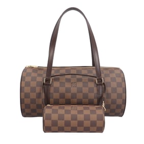 Pre-owned Louis Vuitton Papillon 30 Damier handbag in canvas N51303, brown, for women.