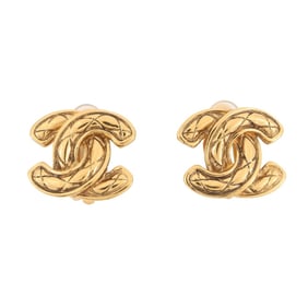 CHANEL Coco Mark Matelasse Metal Earrings