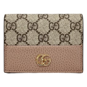 Gucci Women's GG Supreme Petit Marmont Bifold Wallet in Pink and Brown (658610) - Compact Mini