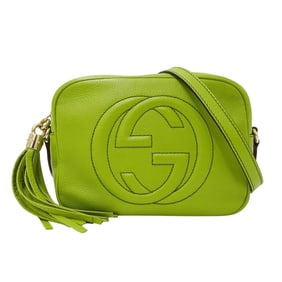 Gucci Soho Women's Shoulder Bag with Interlocking G Design in Yellow-Green, 308864, Vivid Colors,