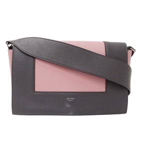 Celine Women's Leather Frame Shoulder Bag, Medium Size, Pink and Charcoal Gray