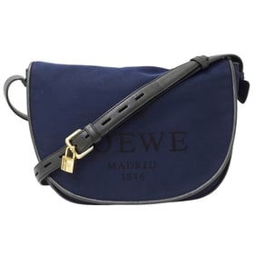 LOEWE Women's Brand Shoulder Bag, Navy Canvas, Logo, Crossbody