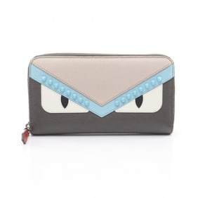 Fendi By the Way round long wallet, leather, women's, gray, beige, multicolor, 8M0299