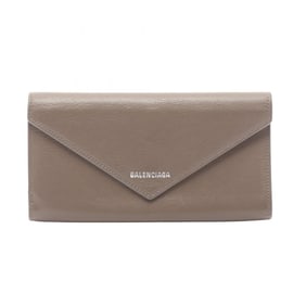 Balenciaga Paper Bifold Long Wallet, Leather, Women's, Gray, 499207