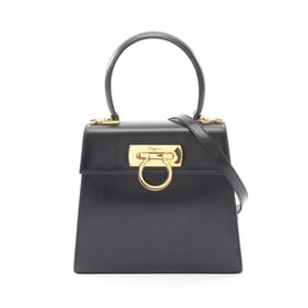 Salvatore Ferragamo Gancini handbag, leather, women's, black
