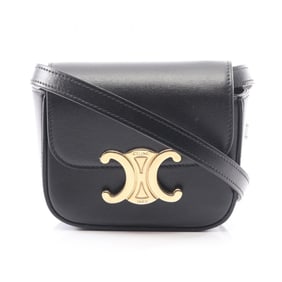 Celine Mini Claude Triomphe Shoulder Bag, Leather, Women's, Black, 10I513