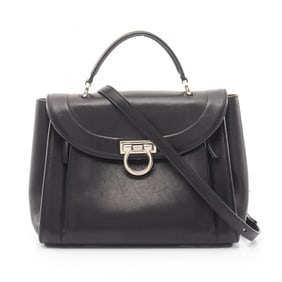 Salvatore Ferragamo Sofia Rainbow Gancini Handbag, Leather, Women's, Black, Size 21, G919
