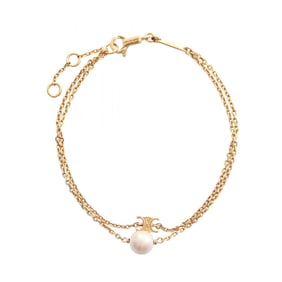 Celine Les Perles Bracelet, Gold-Plated, with Faux Pearls, Women's, Gold and White