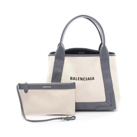 Balenciaga Navy Cabas S Tote Bag, Canvas and Leather, Women's, Beige Gray, 339933