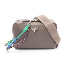 Prada VIT.DAINO Men's Leather Shoulder Bag, Gray, 2VH181