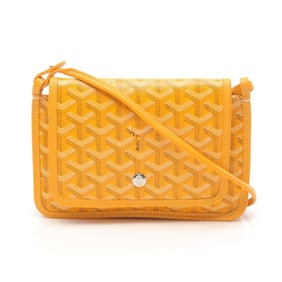 Goyard Plumet Pouch Wallet Shoulder Bag in Coated Canvas and Leather, Women's, Yellow Multicolor,
