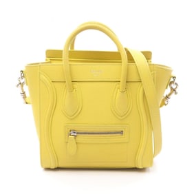Celine Luggage Nano Shopper Handbag, Leather, Women's, Yellow