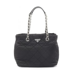 Prada TESSUTO IMPUNTU Tote Bag in Nylon and Saffiano Leather, Black, Women's, 1BG740