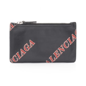 Balenciaga BALENCIAGA business card holder, case, wallet, coin purse, leather women's, black, red