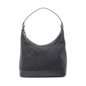 Salvatore Ferragamo Gancini Shoulder Bag, Canvas and Leather, Women's, Black, 21 3342