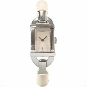 GUCCI Bamboo Bangle Watch 6800L, Stainless Steel/Stainless Steel, Silver, Quartz Movement, White