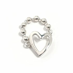 GUCCI Heart Ball Chain Ring, 925 Sterling Silver, Size 9, Women's