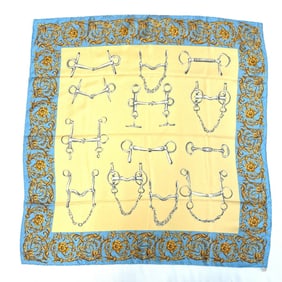 GUCCI Horsebit Scarf/Muffler, Silk, Beige, Women's