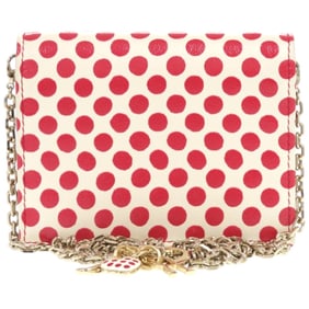 Excellent condition Christian Dior polka dot card holder with chain, DIORAMOUR 33MA0260, ivory