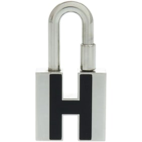 Excellent condition Hermes charm, Cadena, H motif, metal, silver, black keychain, 1229