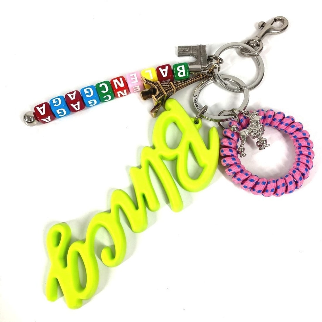 BALENCIAGA 8290032 Charm Key Ring BLNCG Logo Bag Keychain Plastic Metal Men's Women's Multicolor: --- Catalog ---Category: DesignType: KeyringColor: Multi-colorGender: Men,WomenMaterial: Metal, PlasticCategory: GeneralMPN: 8290032Brand: BalenciagaCountry of Origin: Italy--- Item List ---Section: C