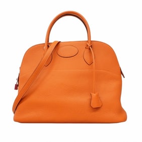 Hermes Hermès Bolide 35 Handbag in Taurillon Clemence Leather, Orange, ?I Stamp, 2-Way Bag for