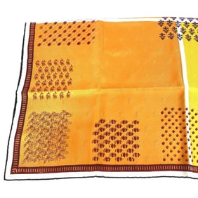 HERMES Carré 90, Quadrige galon quadri au bloc, silk scarf, women's, orange