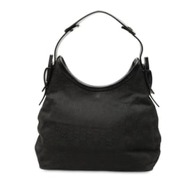 Gucci GG Canvas One-Shoulder Bag 107752 Black Leather Women's GUCCI