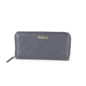 GUCCI Guccissima Round 307980/2067 Long Wallet in Navy Shima Leather for Women