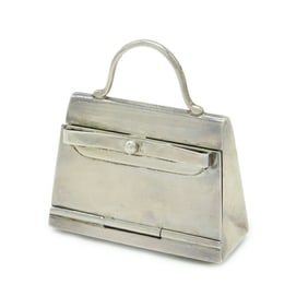 HERMES Hermès Pill Case Pendant Top with Kelly Bag Motif, 925 Sterling Silver