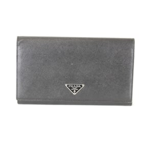 PRADA Saffiano Bifold Long Wallet, Leather, Black, Women's